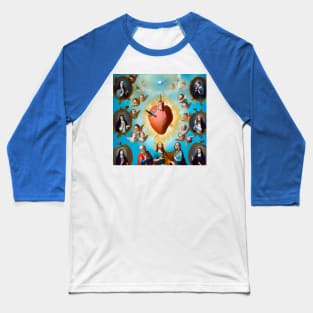 Flaming Sacred Heart Baseball T-Shirt